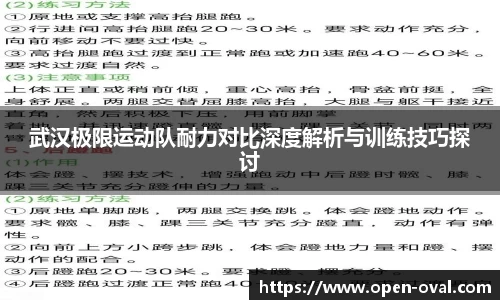武汉极限运动队耐力对比深度解析与训练技巧探讨
